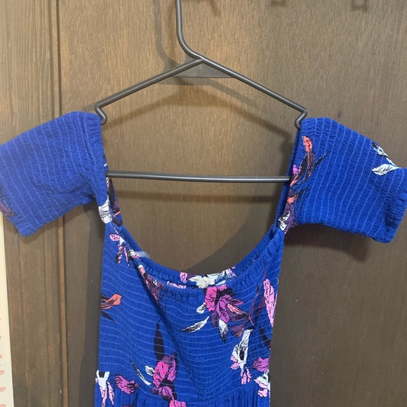 Blue & Flowered Maxi Dress- Small - Picture 2 of 7